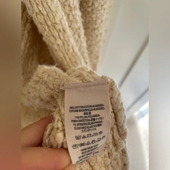 Free People Soft Chunky Mixed Yarn Knit Open Longline Cardigan Draped Collar - Picture 7 of 9